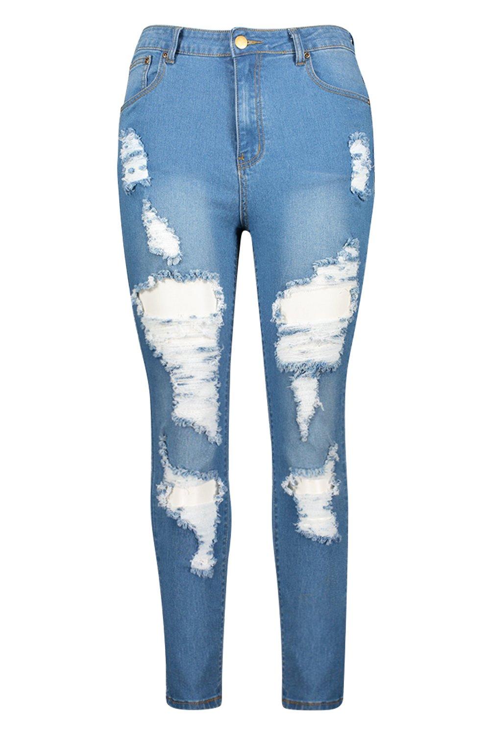 Distressed jeans womens shops high waisted